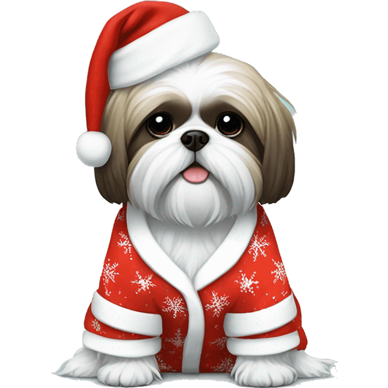 Shih tzu wearing Christmas pyjamas emoji