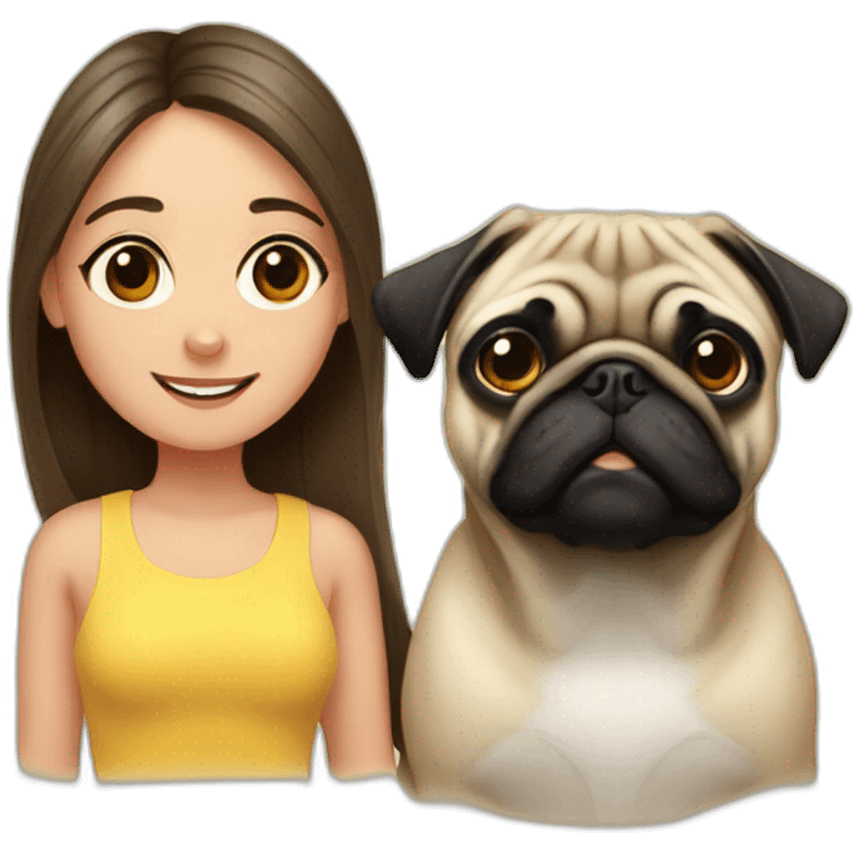 Pug and girl emoji