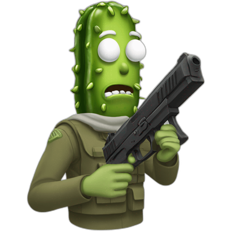 pickle rick with a glock emoji