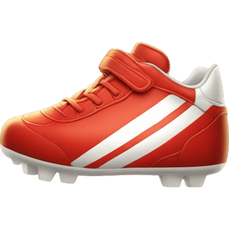 red soccer shoe with a white stripe and a gold buckle emoji