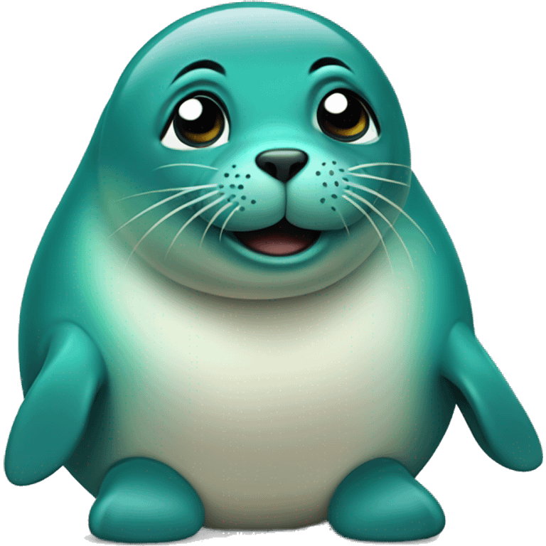 teal-coloured seal posing emoji