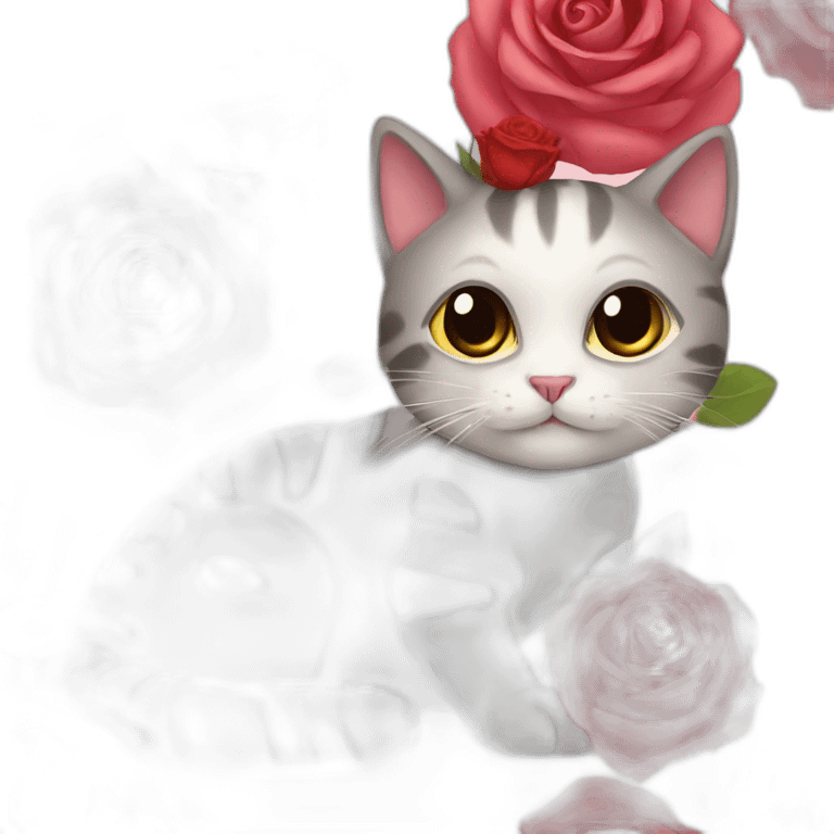 cats with rose emoji