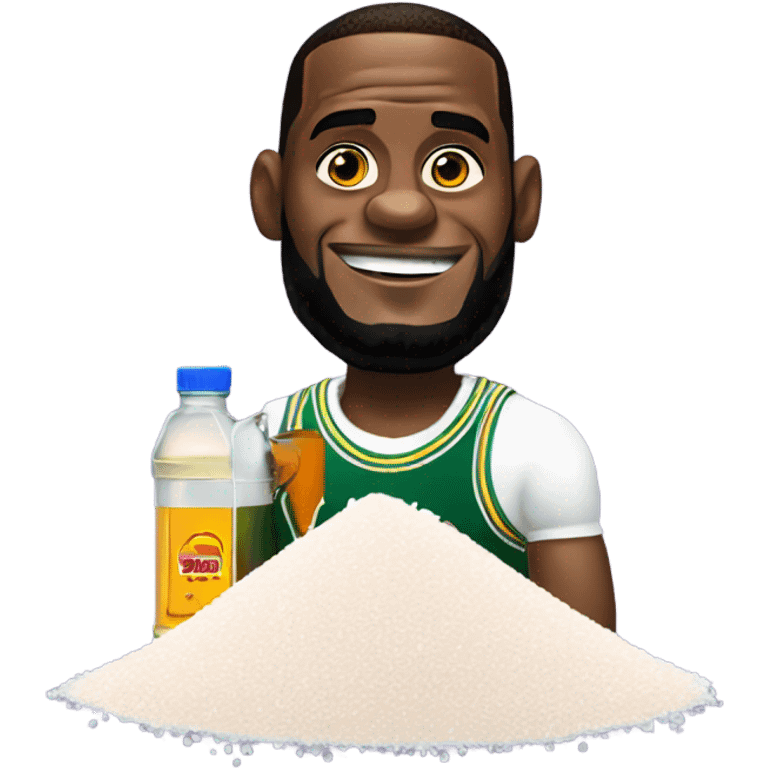 LeBron James with pile of salt and bottle of oil emoji