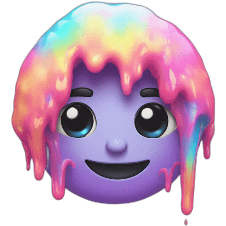 Trippy melting face holographic emoji