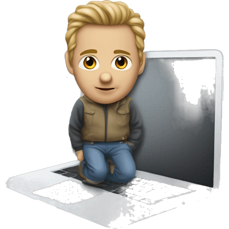 Стив Джобс сидит за MacBook emoji