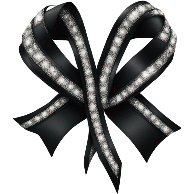 Black ribbon with sparkly diamonds on it emoji