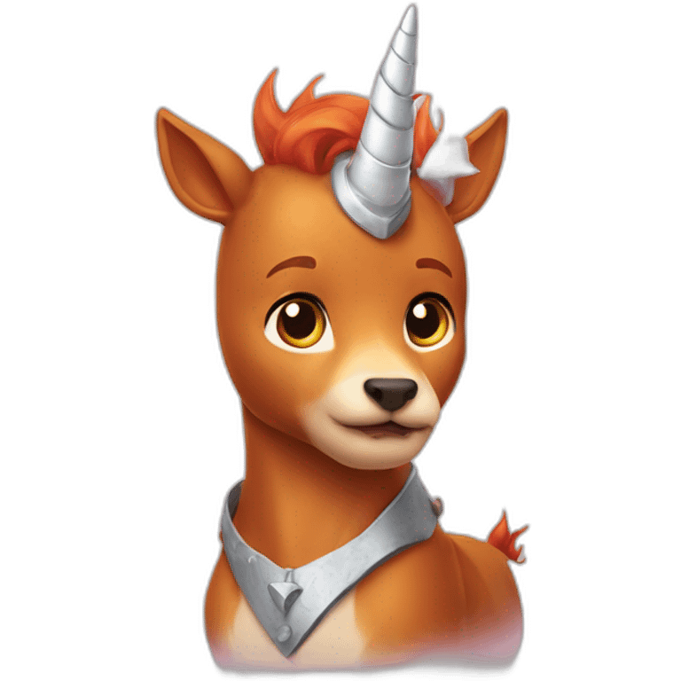 Humain roux avec une corne de licorne emoji