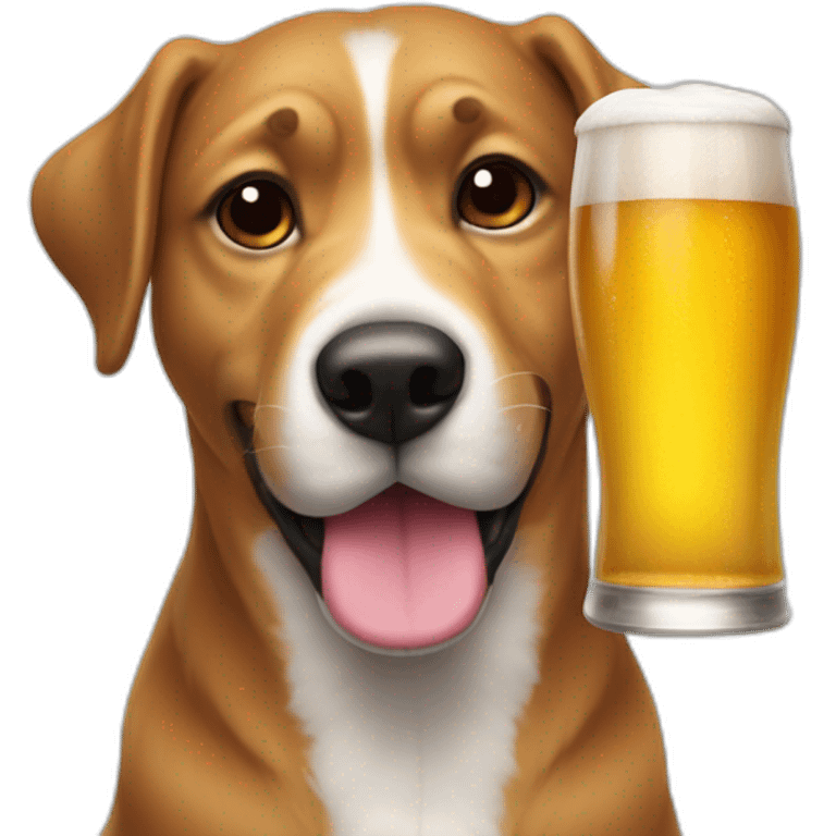 Chien avec une bière dans la main emoji