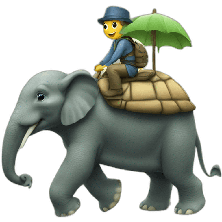 Turtle riding an elefant  emoji