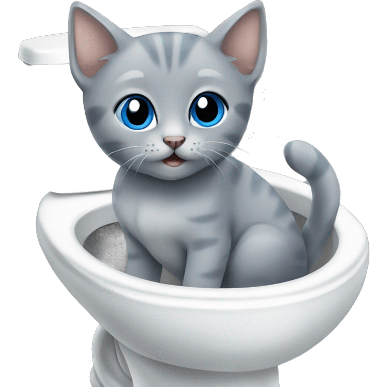 blue eyes grey kitten and toilet  emoji