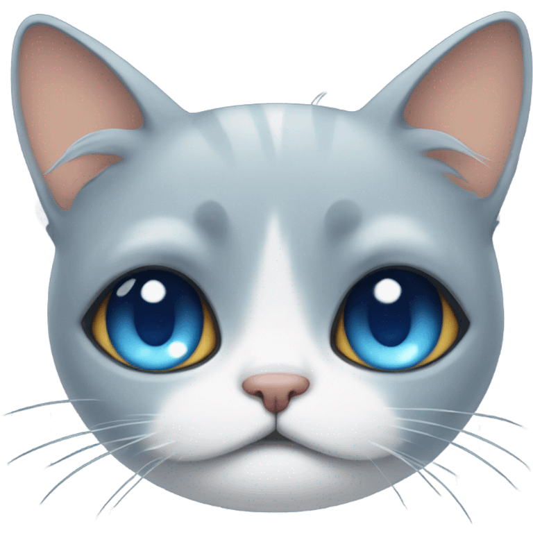 Extremely sad cat with blue tears emoji