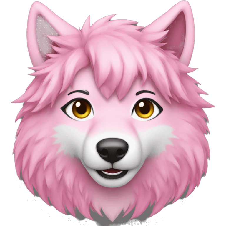 furry pink wolf long hair female emoji