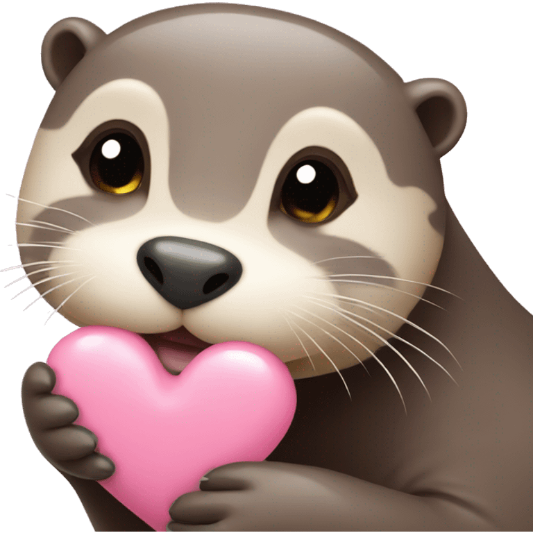 Otter with baby pink heart emoji