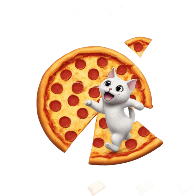 Cat moonwalking on pizza emoji