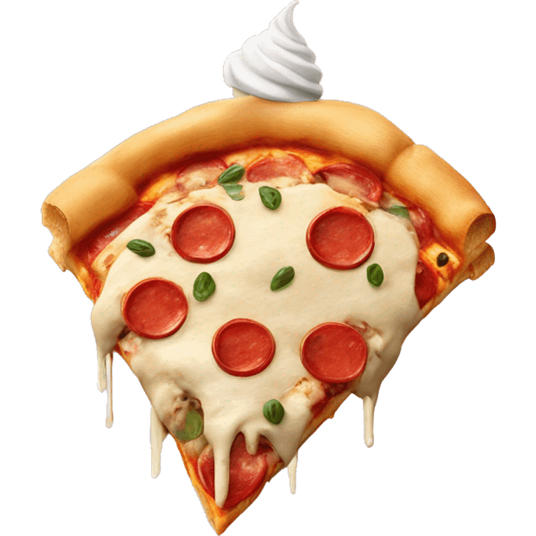 Pizza with ice cream as a hat emoji