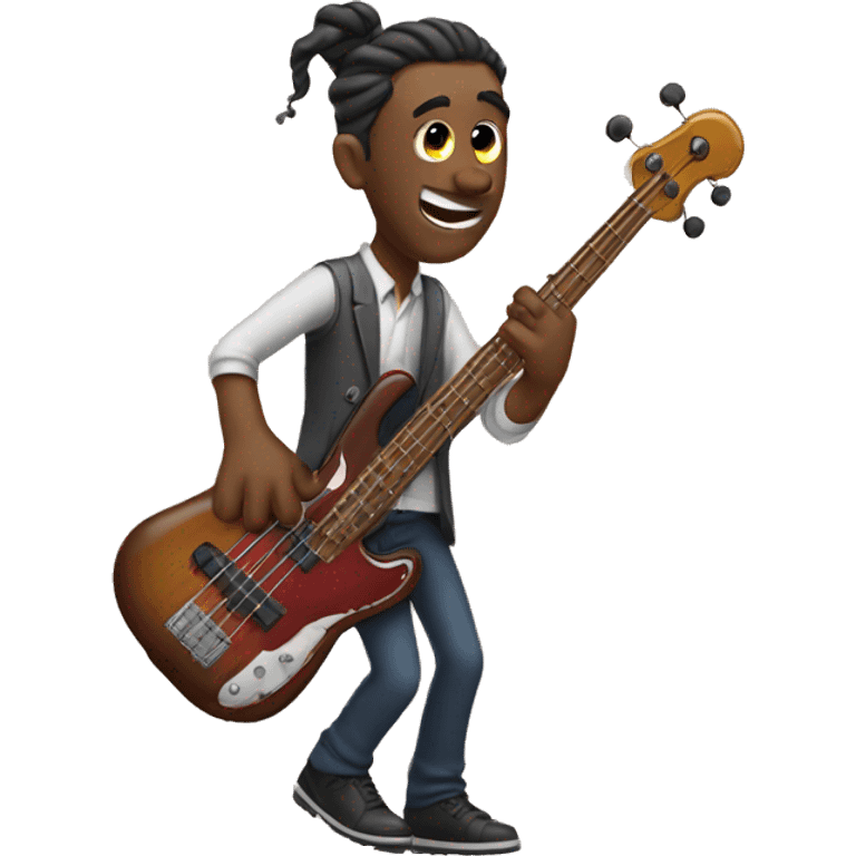 Man with twists down to his ear playing bass emoji