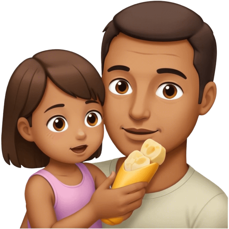 Dad feeding daughter  emoji