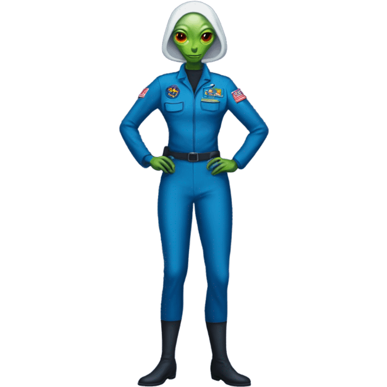 Reptilian Alien woman general blue uniform usa space force, full body,  emoji