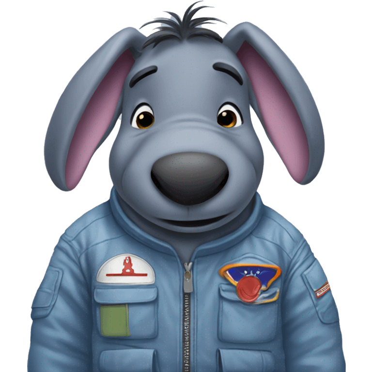 Eeyore wearing a flight suit emoji