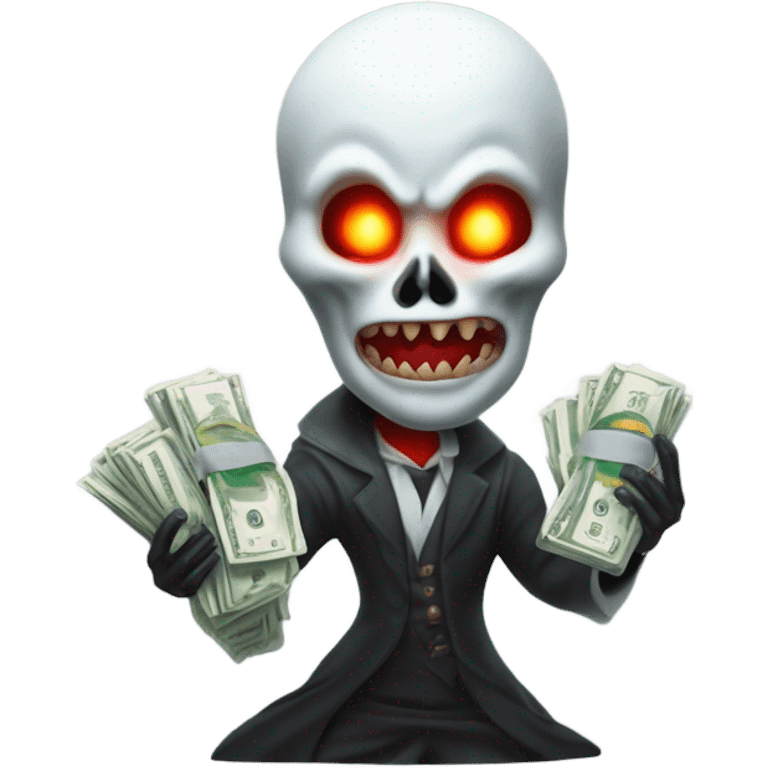 Ghost mixed with a red demon with money and a trophy emoji