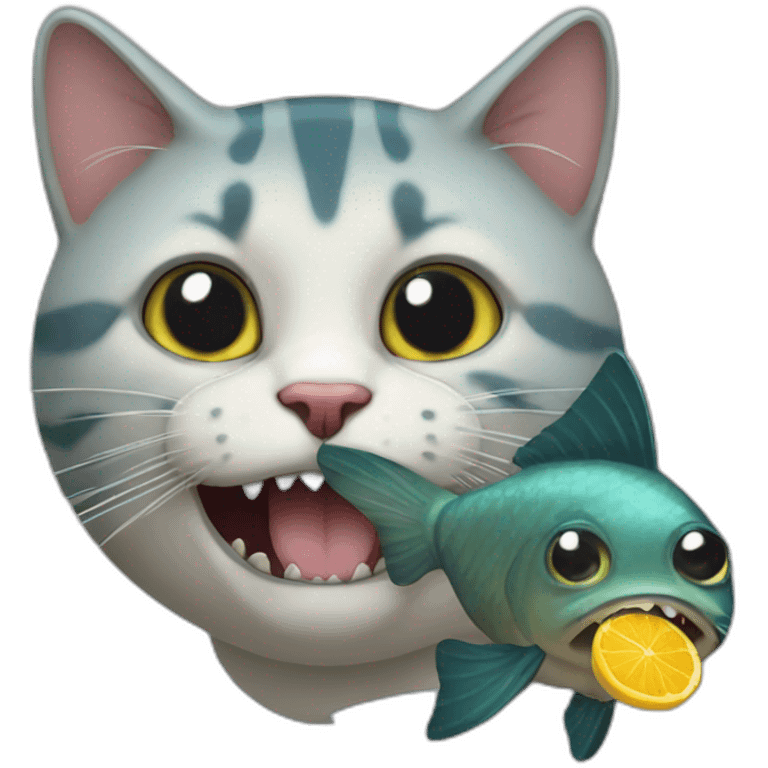 Fish eating cat emoji