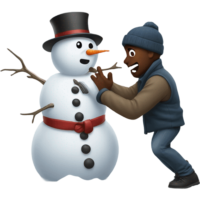 Snowman fighting a man emoji