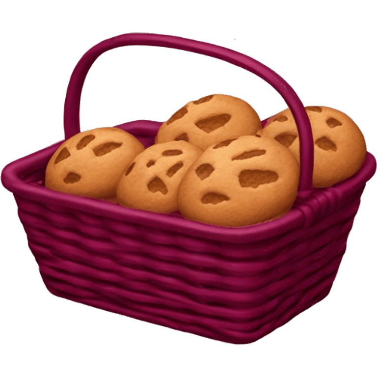 baked goods basket in burgundy color emoji