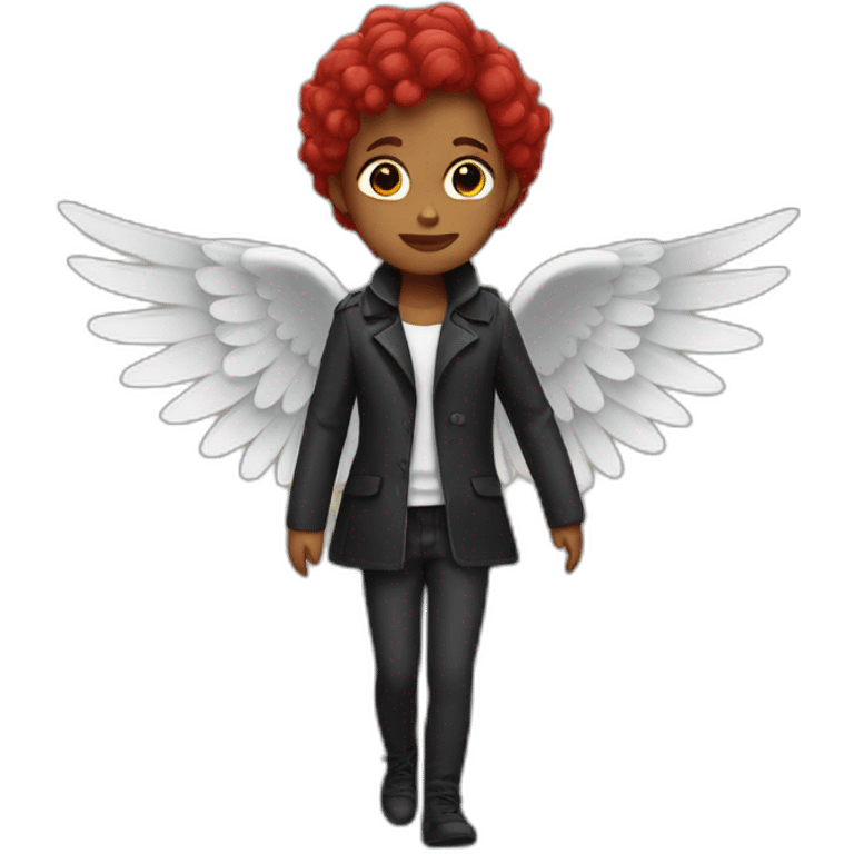 Black with red hair and wings emoji