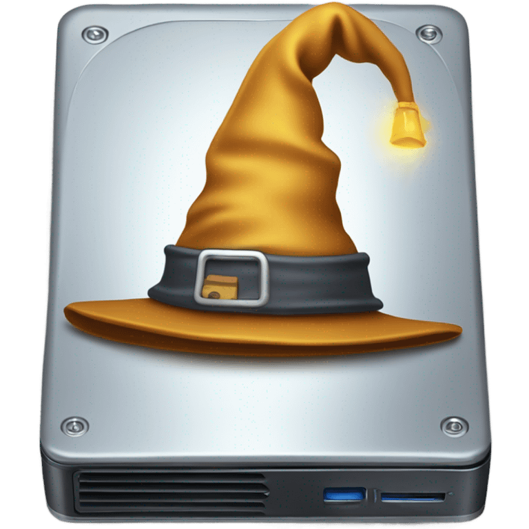 wizard's hat on hard disk emoji