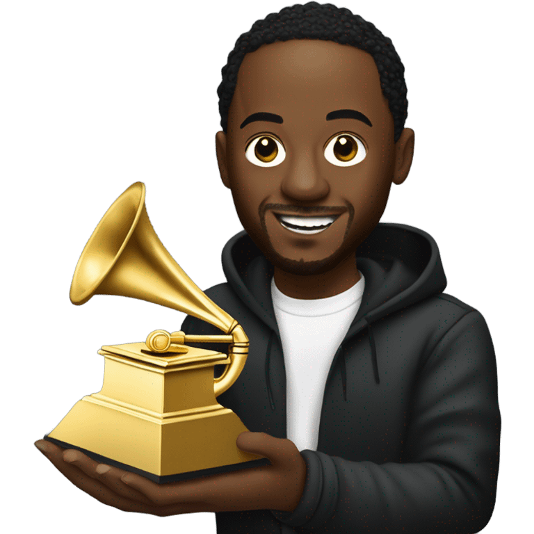 Kendrick Lamar holding a Grammy  emoji