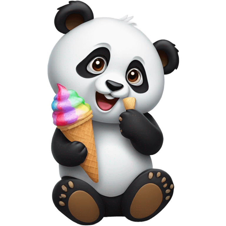 Panda eating ice cream emoji