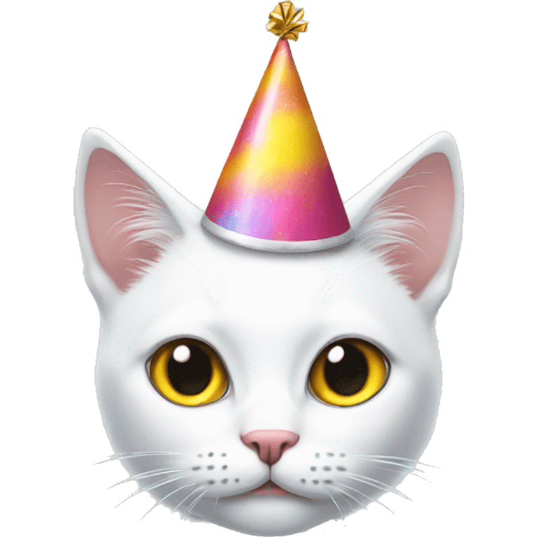 whiteCat with a party hat emoji