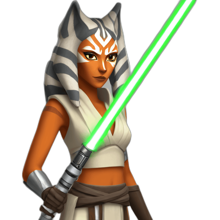 Hot Ahsoka Tano (full body, horns) white lightsaber emoji