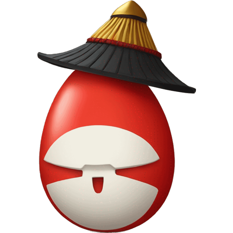 red egg with samurai hat emoji