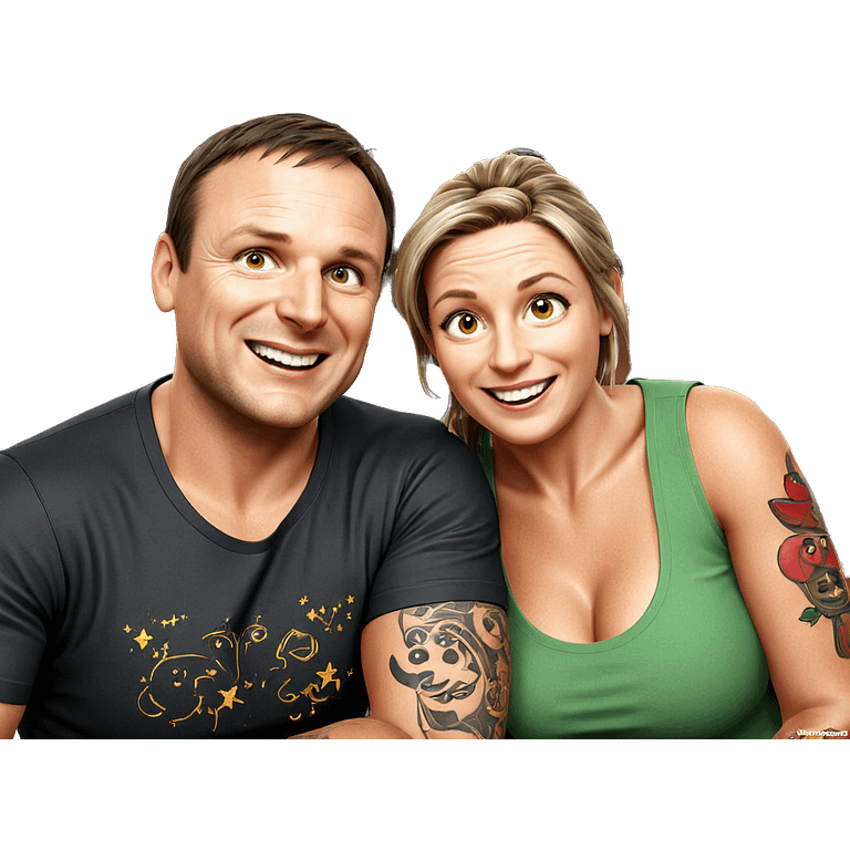 playful couple with tattoos emoji