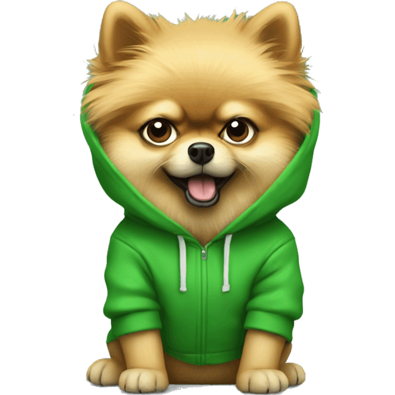 angry pomeranian in green hoodie emoji