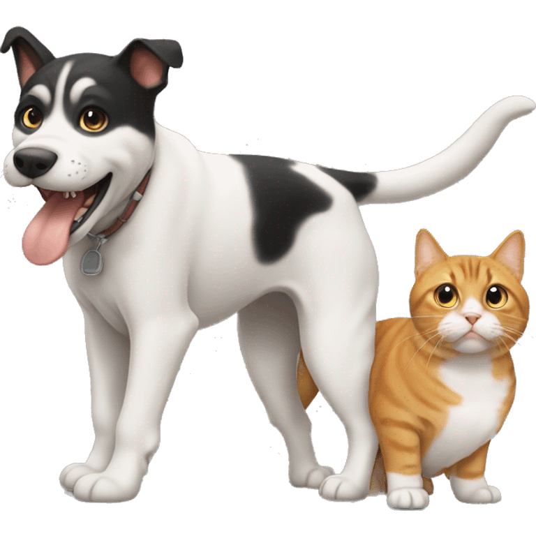 crea un emoji de un perro saltando sobre un gato emoji