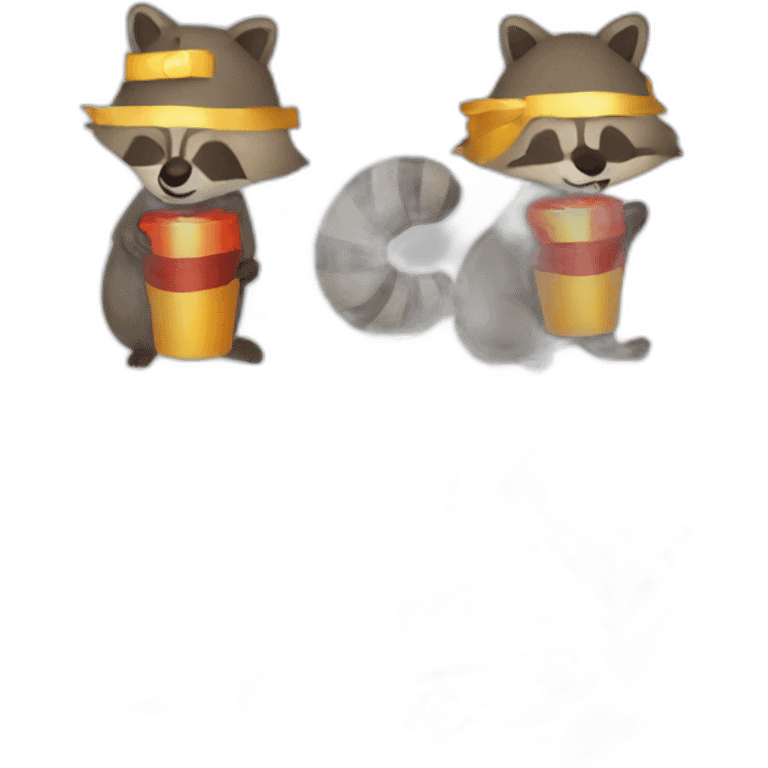 Raccoon firecracker emoji