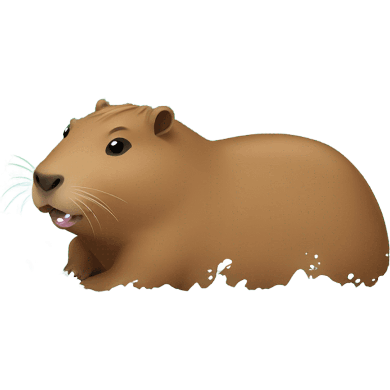 Capybara sliding down a waterside emoji