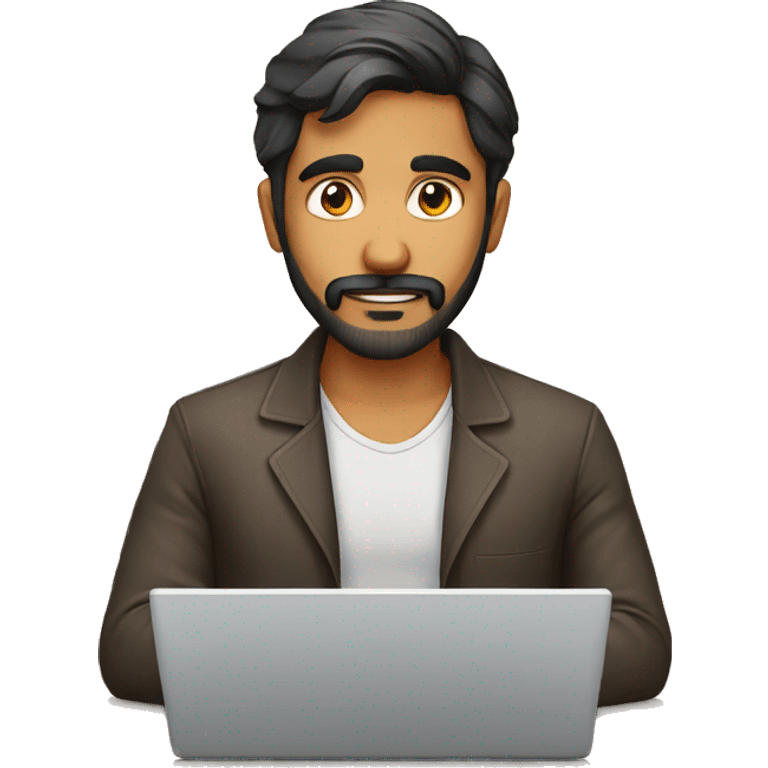 indian guy facial hair working in laptop emoji