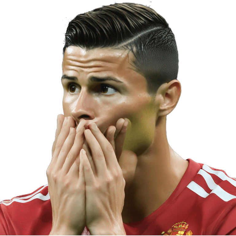 Cristiano Ronaldo hands on his face at defeat emoji