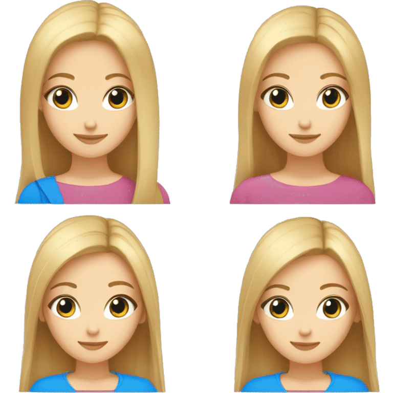 deux fille une blonde aux yeux bleu cheveux au carre et une aux yeux marron et cheveux châtain mi long emoji