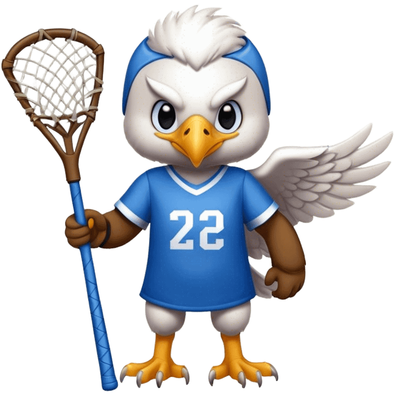 Eagle with lacrosse stick blue jersey emoji