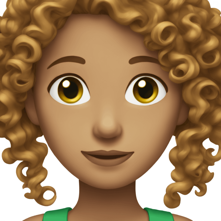 Curly brown haired woman with green eyes emoji