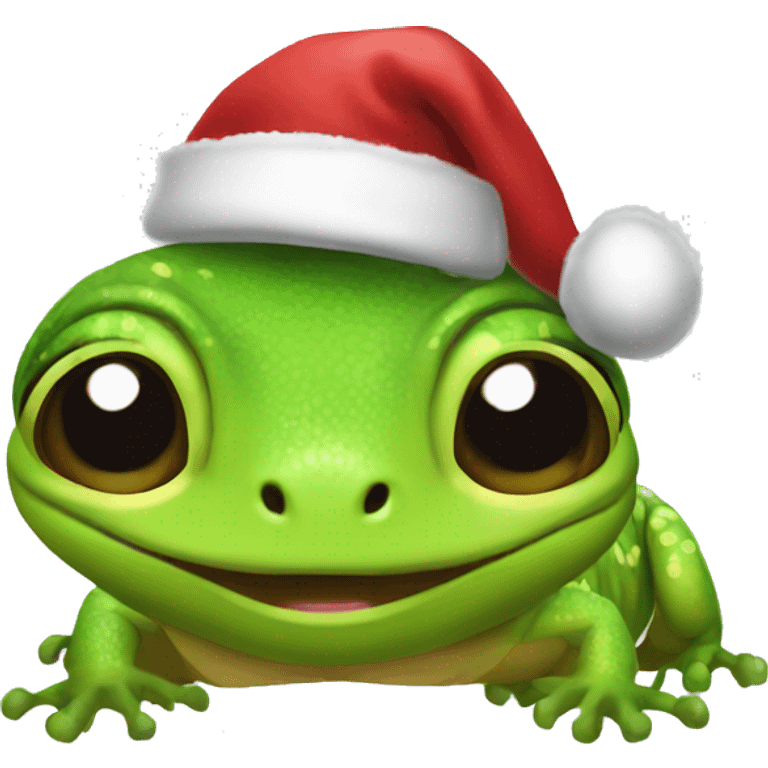 Gecko with christmas hat emoji