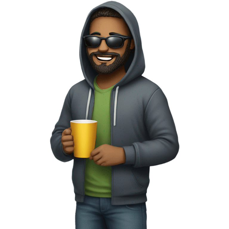 finance guy in hoodie and cup and beard and nerd sunglasses emoji