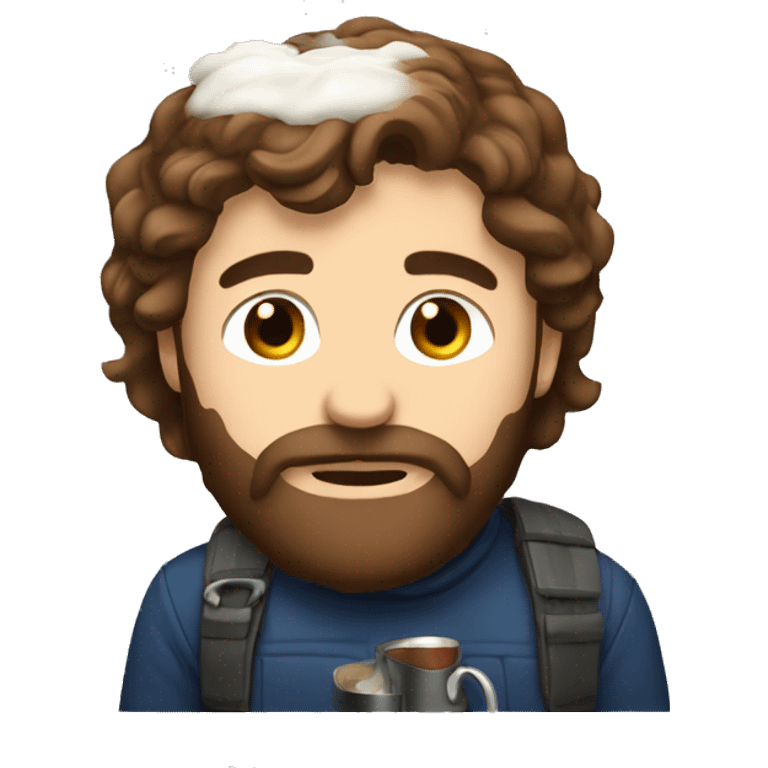 Brown hair, short beard, drinking mate emoji