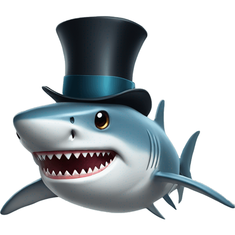 Shark with a top hat emoji