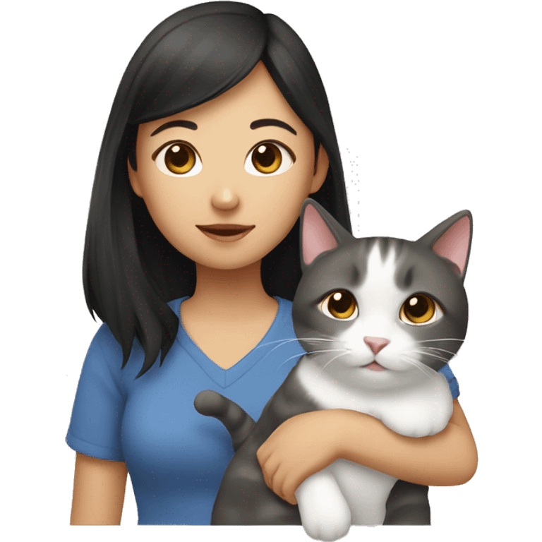 Asian Girl with cat emoji