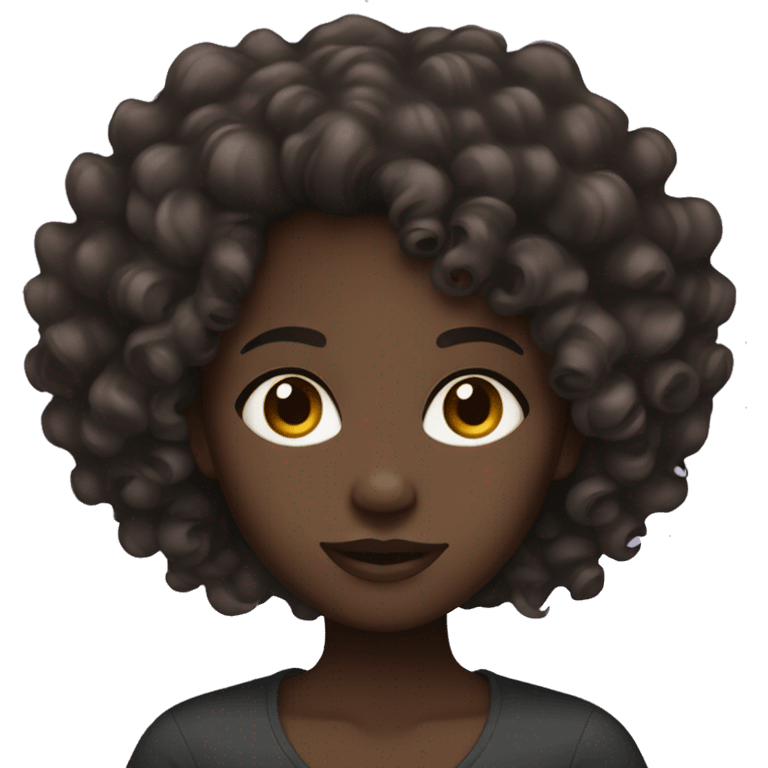 Dark skin black girl with curly dark brown hair  emoji